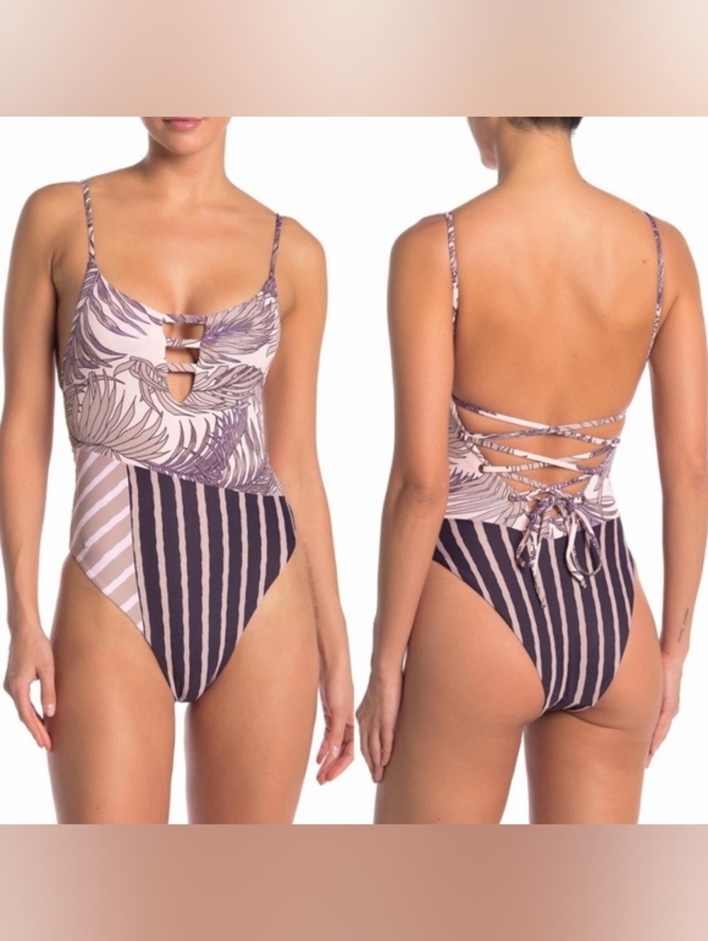 Maaji Patterned Reversible  Striped One-Piece Swimsuit With Strappy Back